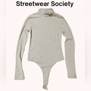 Streetwear Society size Med NWOT, long sleeve bodysuit, taupe color